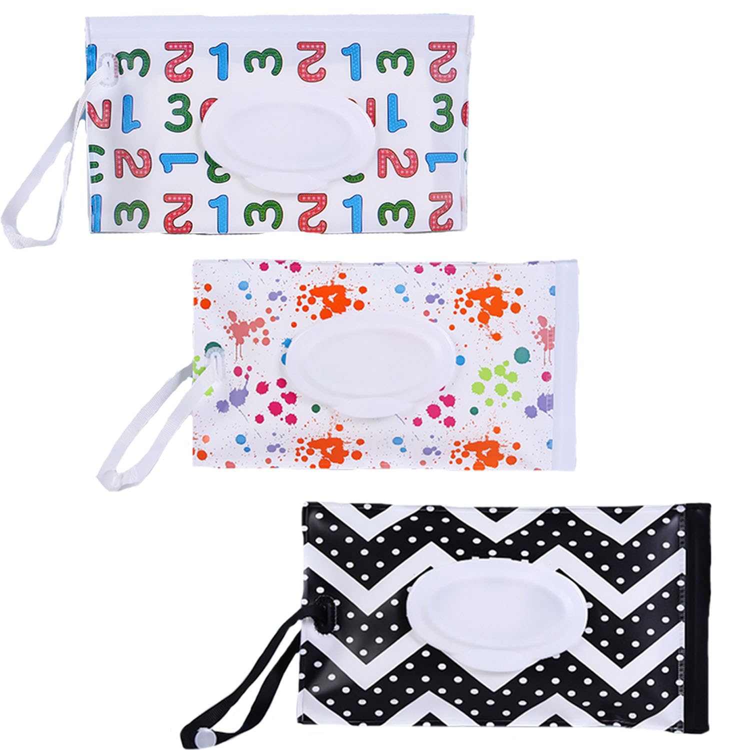 3 Pack Baby Wipes Dispenser,Reusable Portable Wipe Holder,Travel Wipes Pouch Baby Wipes Containe,Wet Wipe Bag for Baby or Personal