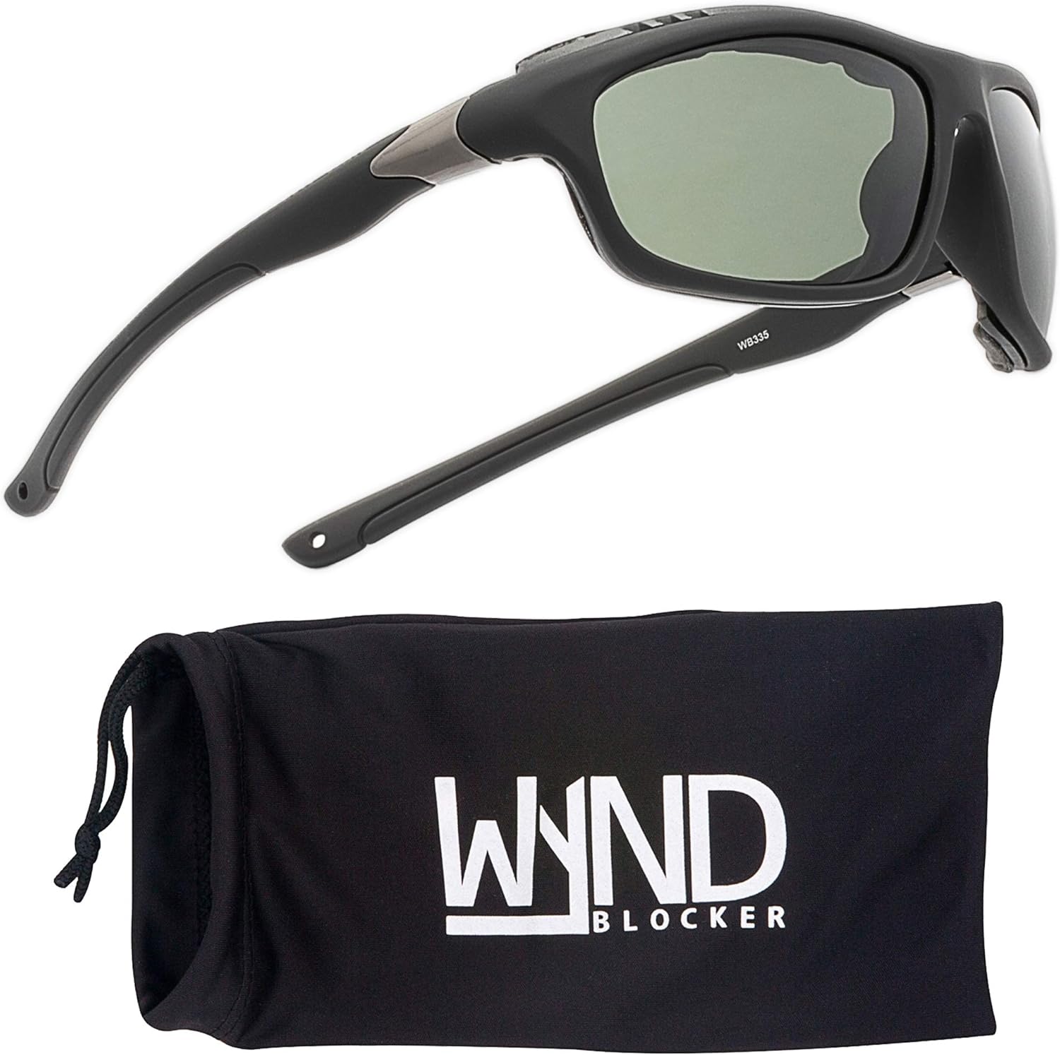 WYND Blocker Airdam Sunglasses Motorcycle Riding, Driving, Fishing, Boating Wrap (Black Matte, Verdant)