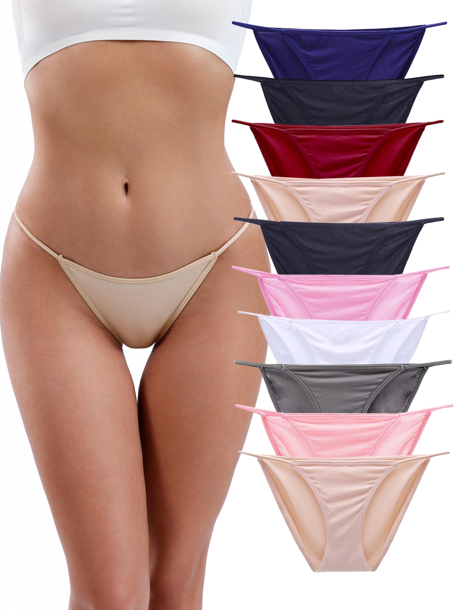 DingLu Women's String Bikini Panties Low Rise Underwear High Cut Cheeky Panties XS-XL