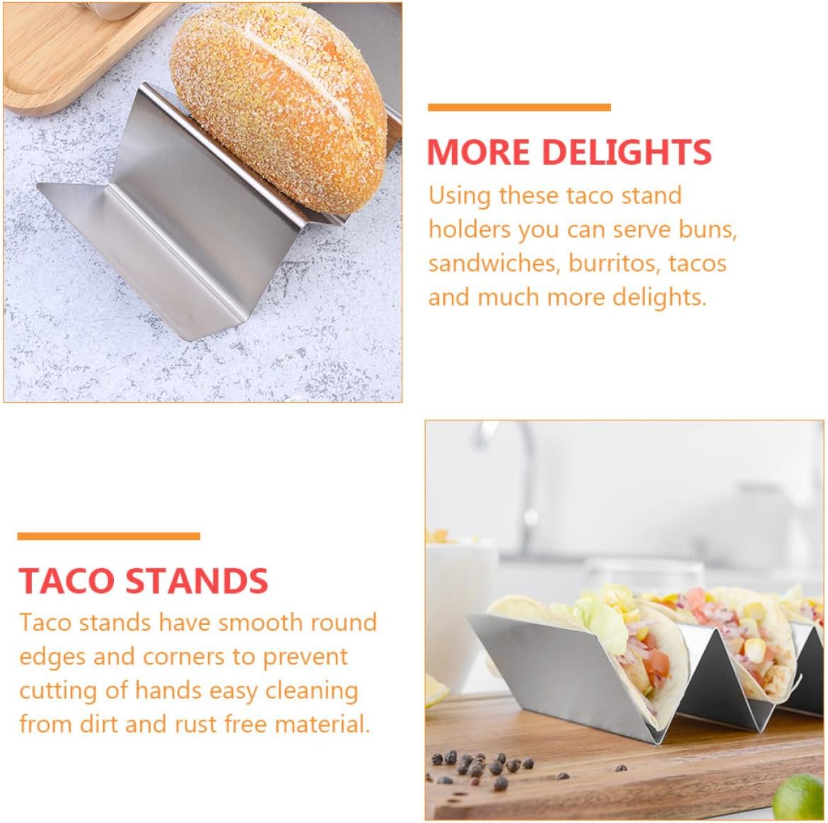 Stainless Steel Taco Holder Stand, 2 Pieces for Family Gatherings
