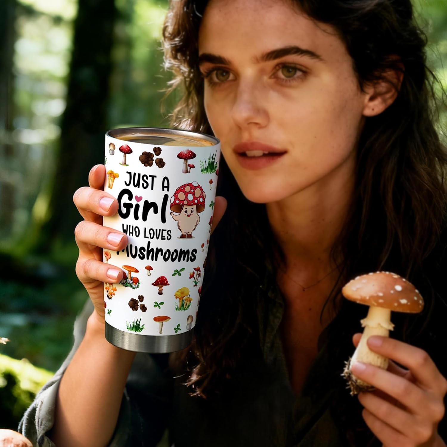 Lifecapido Mushroom Gifts, Just A Girl Who loves Mushrooms 20oz Insulated Tumbler, Aesthetic Birthday Christmas Mushrooms Gifts for Mushroom Lovers Women Friend Wife Daughter - Image 5