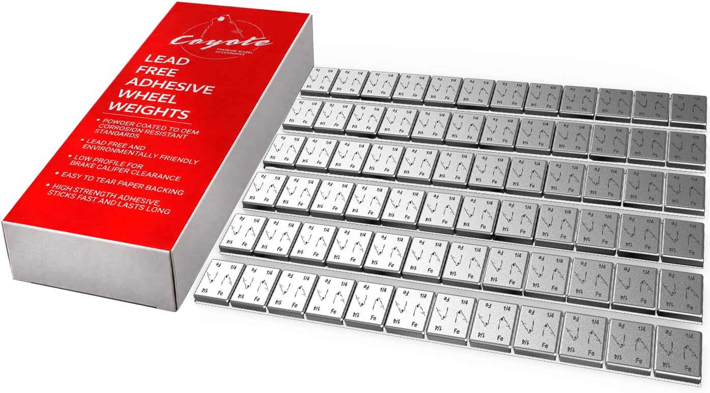 Wheel Accessories Parts 1/4 Oz. 0.25 Oz. Grey Low Profile Stick-On Adhesive EasyPeel Tape Wheel Balancing Weights Cars Trucks SUVs Motorcycles 0.34 kgs 0.75 lb Box US Made Tape 48 Pcs per Box