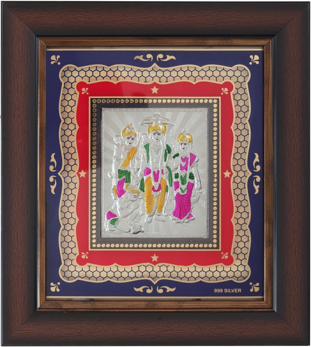 SHIJPIK 999 Pure Silver 12x11 inch Ram Darbar Frame for Decor, God Frame in Silver, Perfect for Gifting or Storing in the Pooja Room, Office, or Home