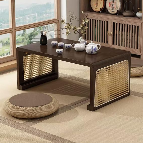 Japanese Floor Table: Large Portable Folding Coffee Table Solid Wood Japanese Dining Table - No Assembly Low Foldable Japanese Table for Tatami(31.5 * 18.9 * 15.8 in)