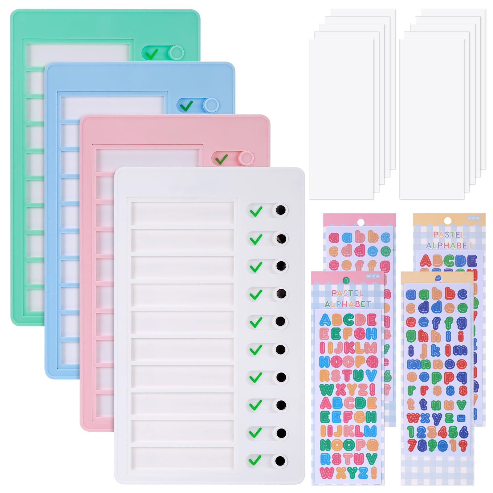 JIANTA Chore Chart for Kids 4 Pieces to Do List with Alphabet Stickers, DIY Checklist Board