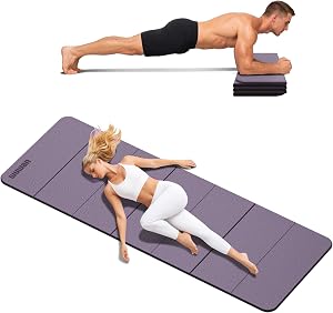 Folding Yoga Mat Extra Thick 0.4 Inch, TPE Exercise Mat 75 x 26 Inches, 7-Panel Non Slip Cushioned Fitness Mat for Yoga, Pilates, Stretching, Home Workout