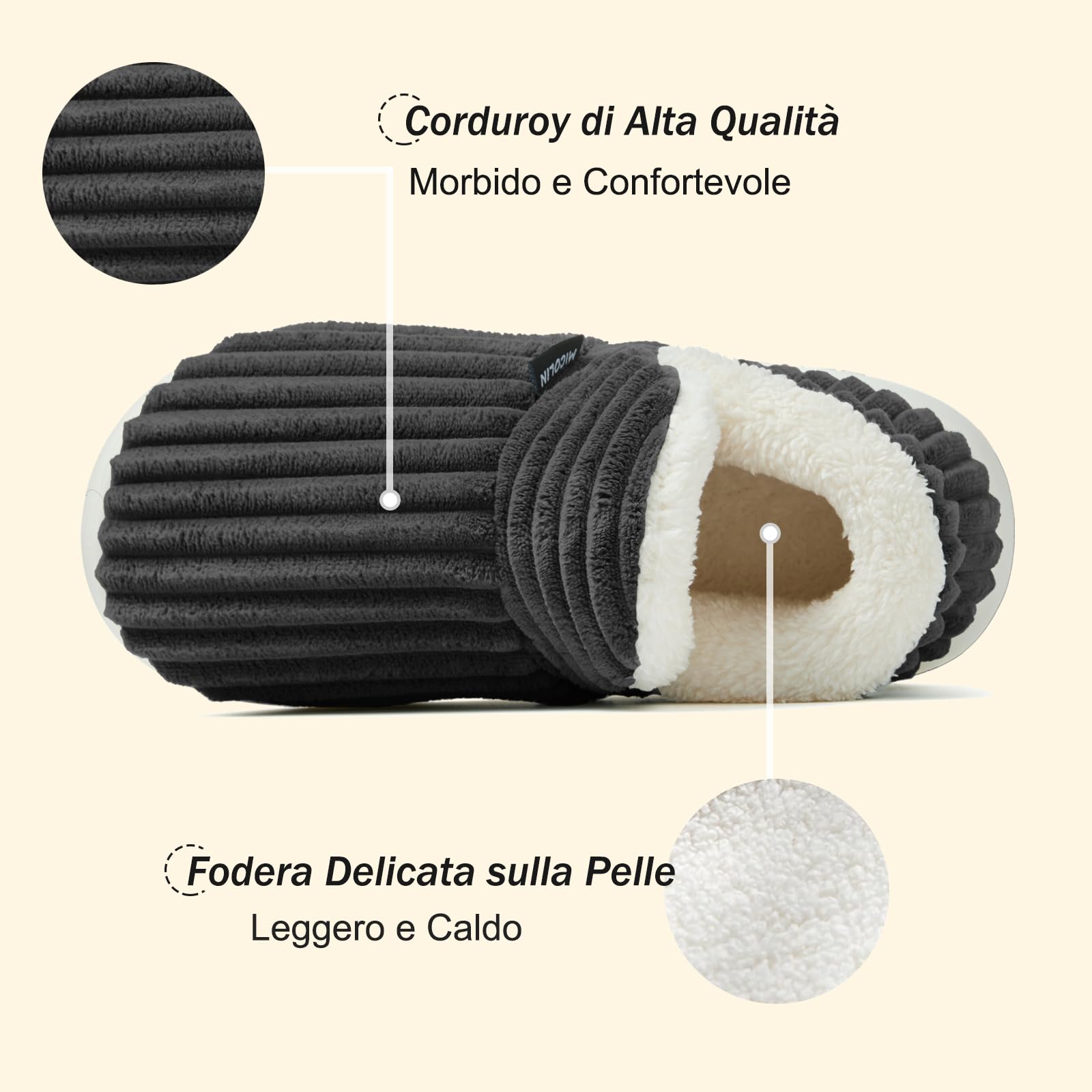 Donpapa Ciabatte Donna Uomo Invernali Pantofole Calde Peluche Chiuse Comode Memory foam Antiscivolo Inverno Scarpe