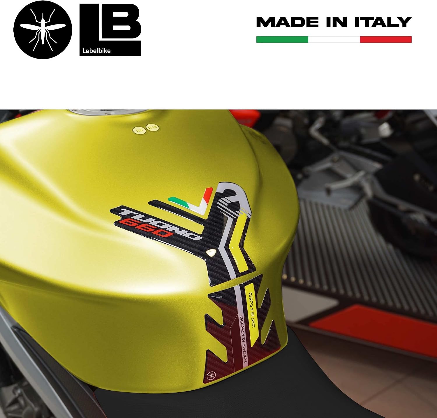 labelbike - 3D Sticker Motorcycle Fuel Tank Pad Protection and Decoration in Resin Compatible with Aprilia Tuono 660 2021-2025
