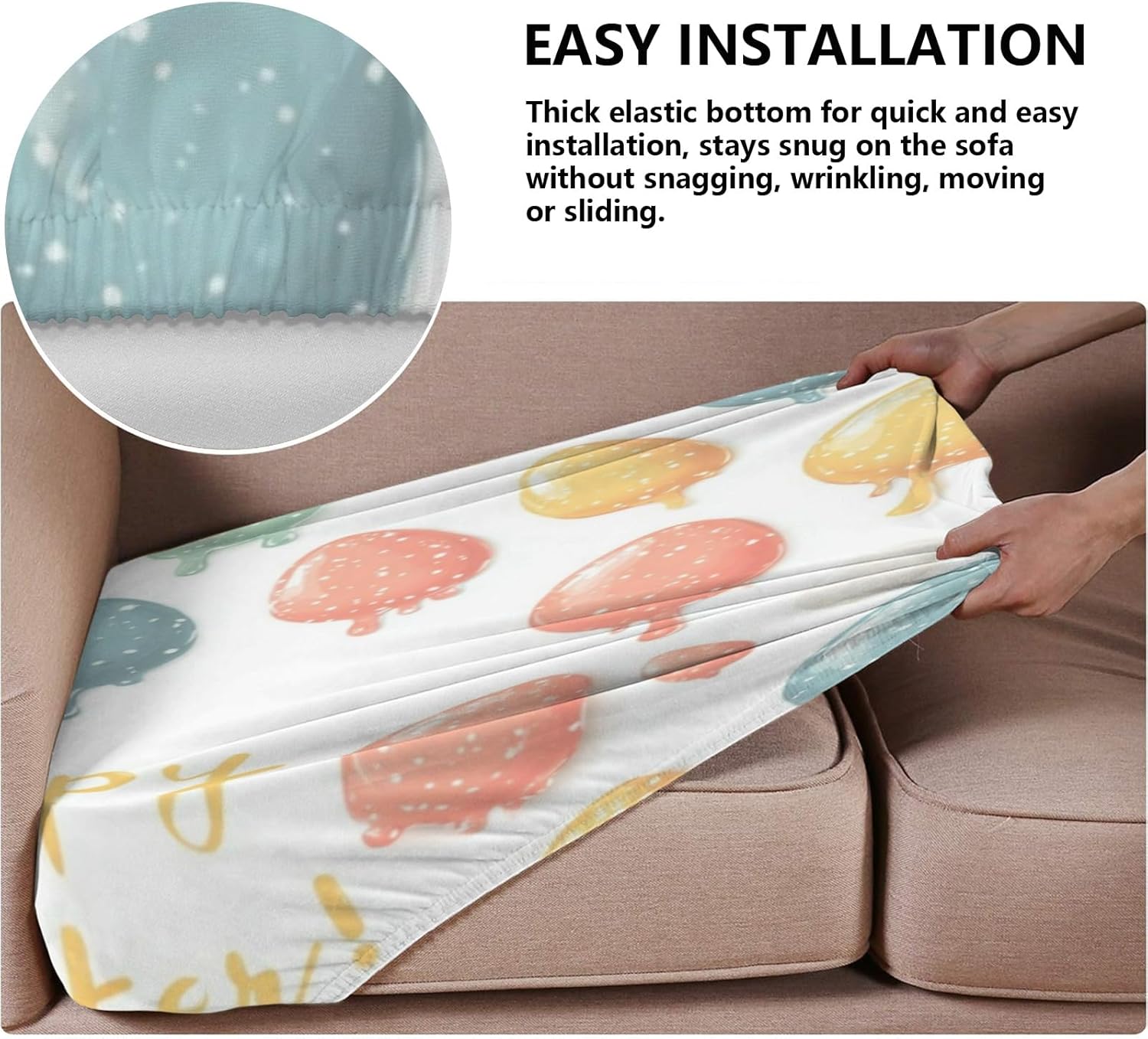Easter Gold Eggs Loveseat Covers Couch Covers for 2 Cushion Couch, 2-Piece Stretch Sofa Slipcovers Anti-Slip Washable Furniture Protectors for Dogs Pets
