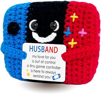 Kihraw Crochet Game Controller Husband Gift - Handcrafted Crochet with Cute Card for Best Husband Ever Gifts - Wedding Anniversary Christmas Fathers Day Birthday from Wife