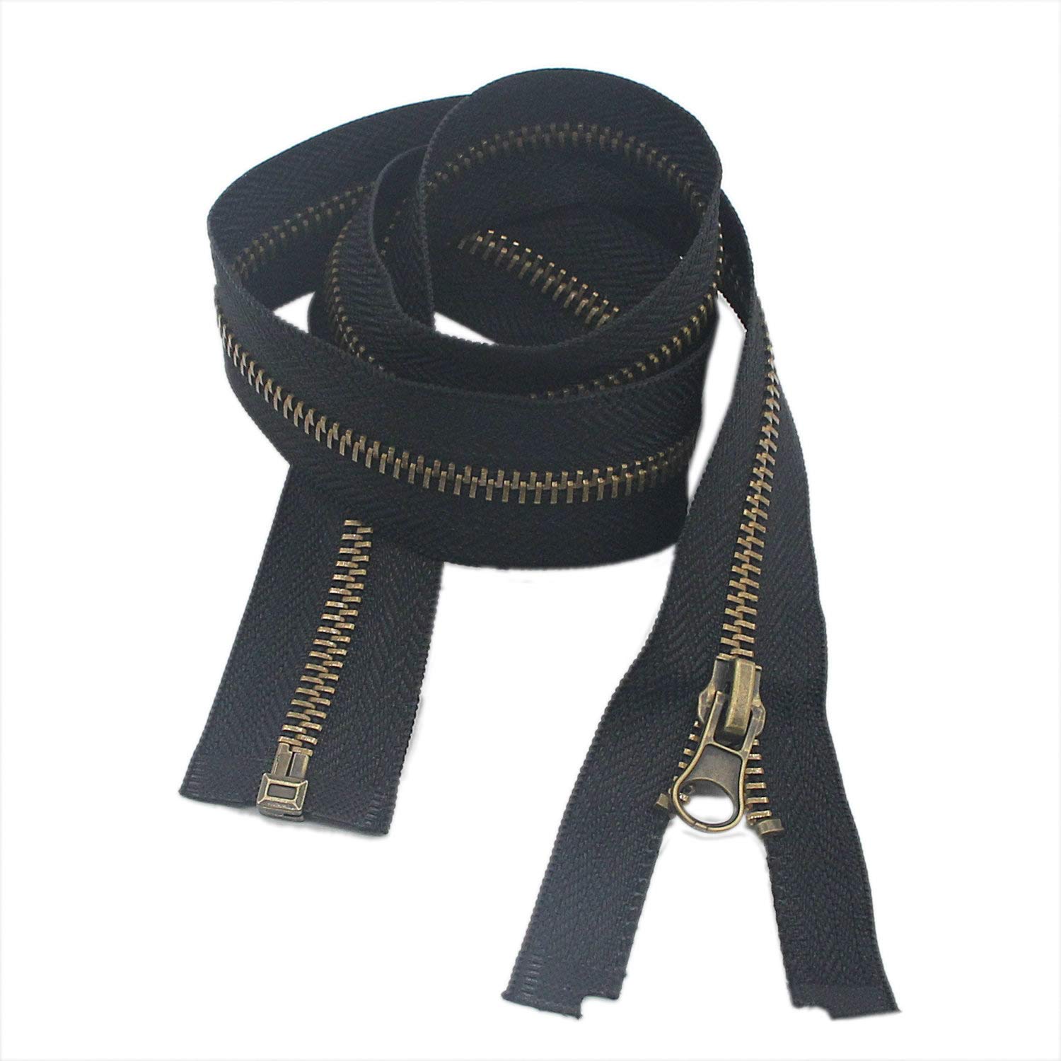 Leekayer 2pcs #5 28 Inch Metal Zippers for Jackets Sewing Coats Crafts Antique Brass Separating Zipper 71.2CM Metal Zipper Heavy Duty (28" Antique Brass) - Image 3