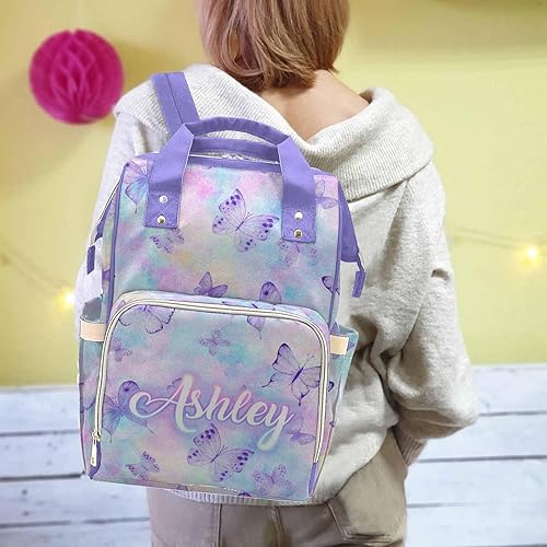Miniatura 9 de Bolsa de pañales personalizada Bolsa de pañales para bebé con nombre para nueva mamá, mochila de mariposa para el cuidado del bebé, 0908-12,