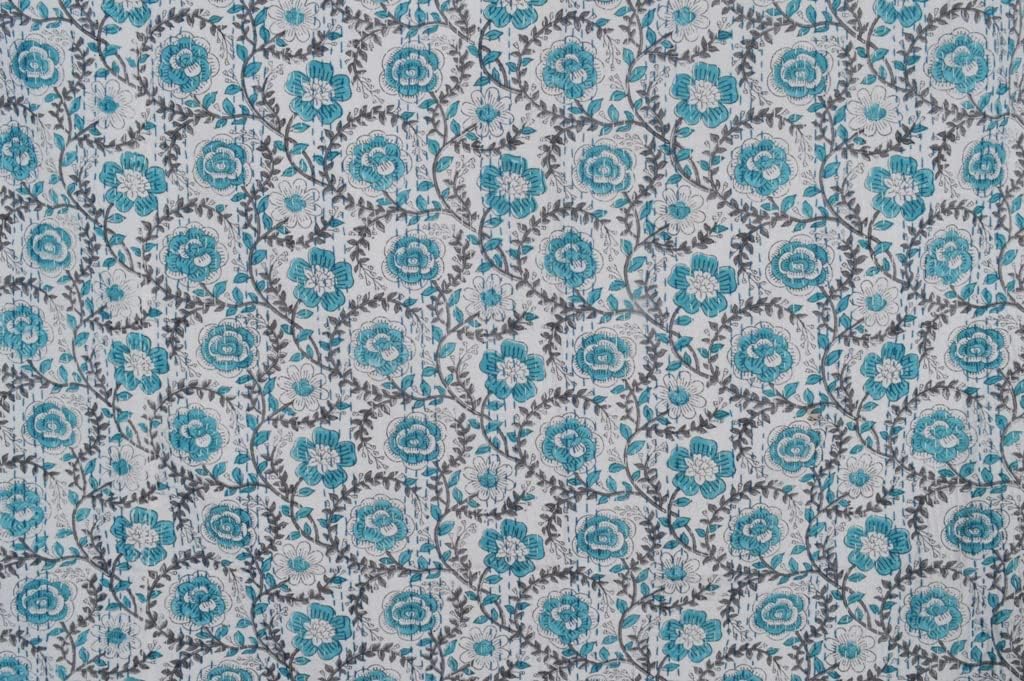 Indian Cotton Block Print Kantha Quilt Twin Size/Queen Size Kantha Quilt Twin Coverlet Quilt Throw Bohemain Bedspread Blanket (Pink, Twin)