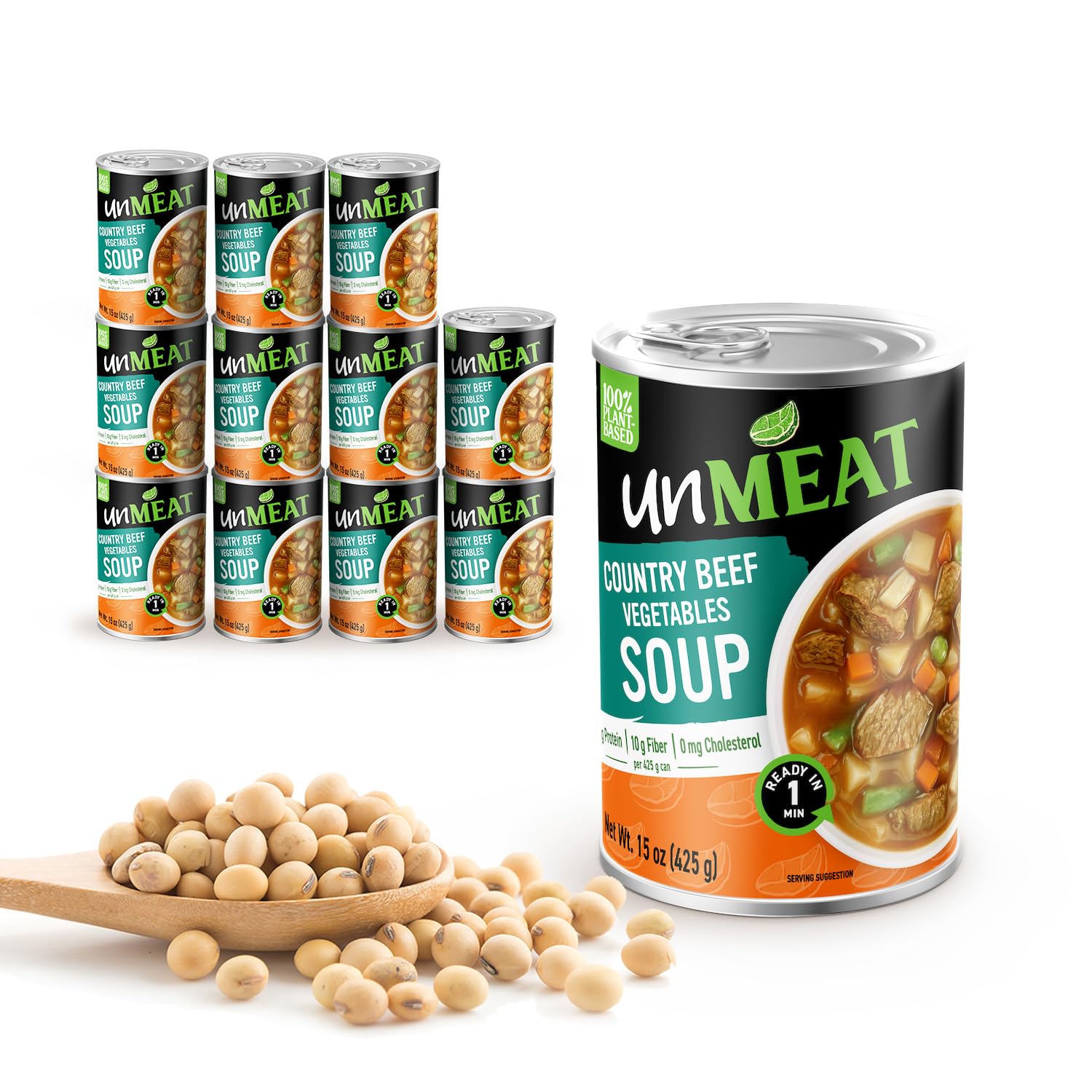 unMEAT Hearty Chick’n Noodle Plant-Based Soup, 15oz Can – Non-GMO, Vegan, High Protein, Ready to Eat, Comfort Food, 100% Plant-Based Healthy Soup (Pack of 12)
