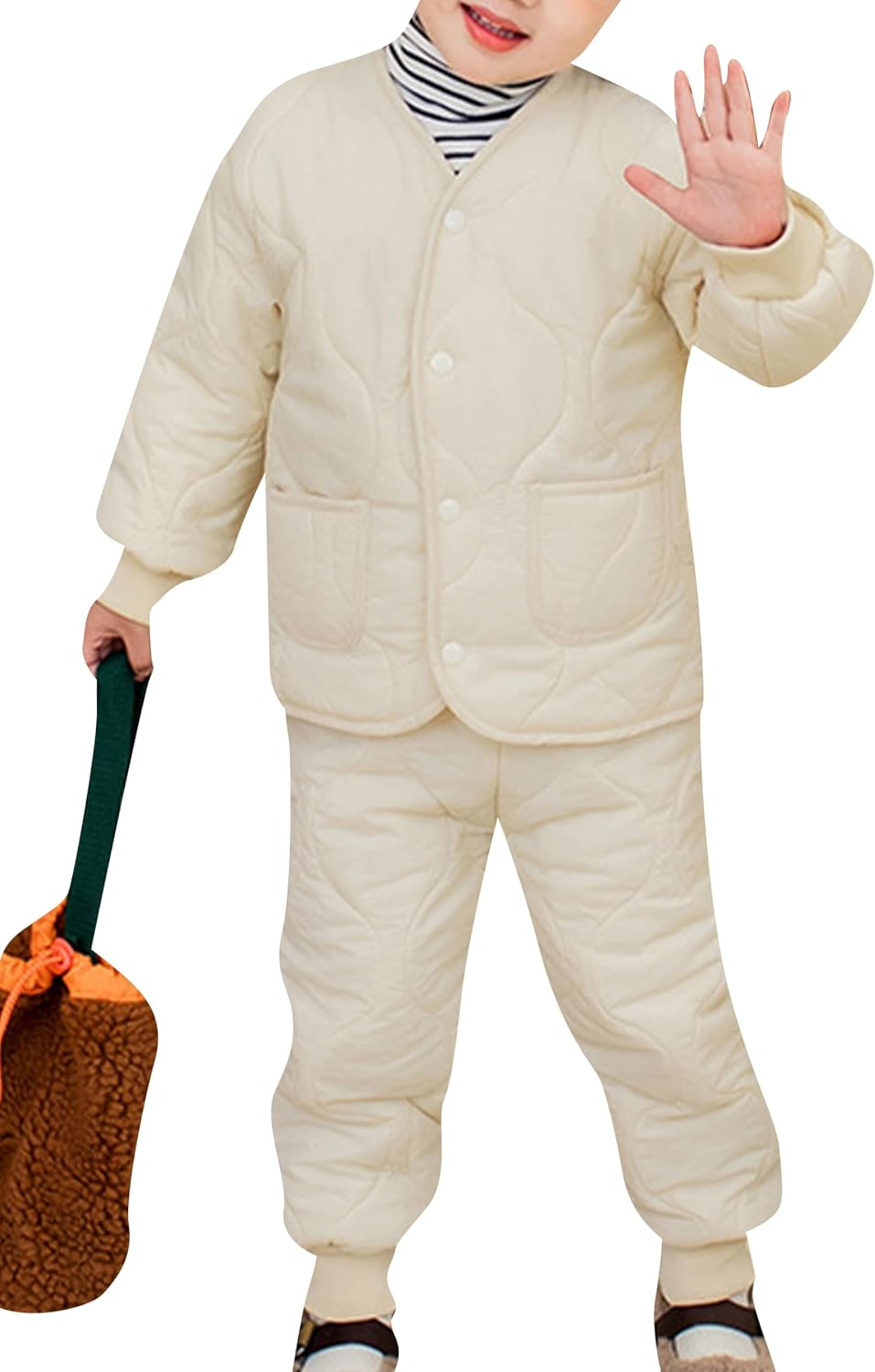 2 Piece Baby Boys Girls Snowsuit Winter Down Elastic Waist Snow Pants Sets