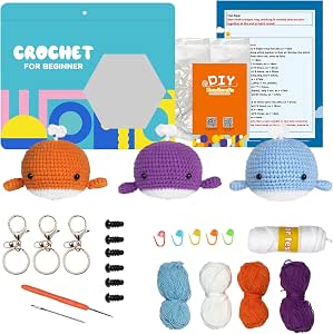 Crochet Kit For Beginners Animal Cat Crochet Kit For Adults Kids, Knitting Kits Complete Crochet Set With Step-by-Step Video Tutorials, 4pcs Cat...