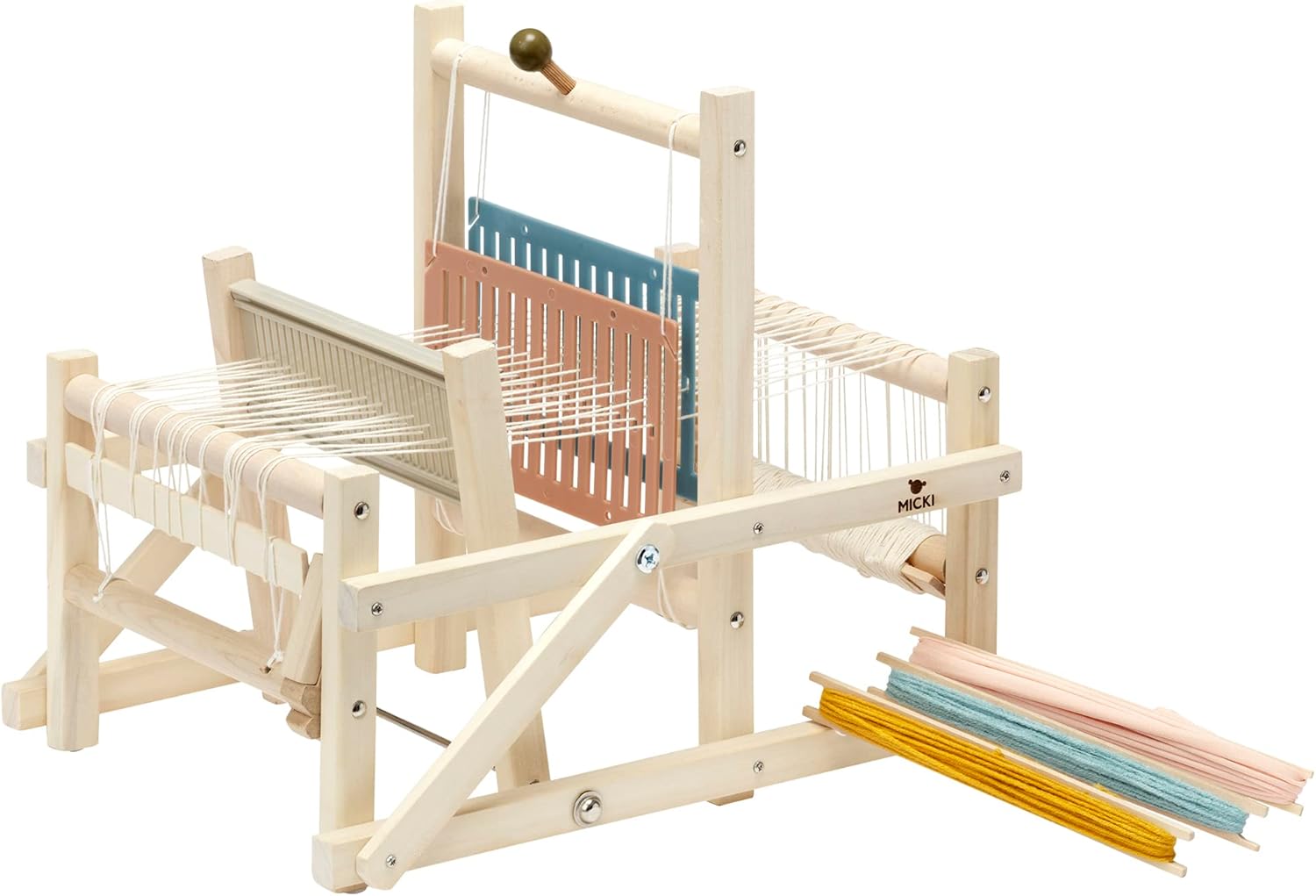 MICKI Frame Wooden Weaving Loom Kit + Weaving Yarn — Arts and Crafts for Kids — Girls and Boys