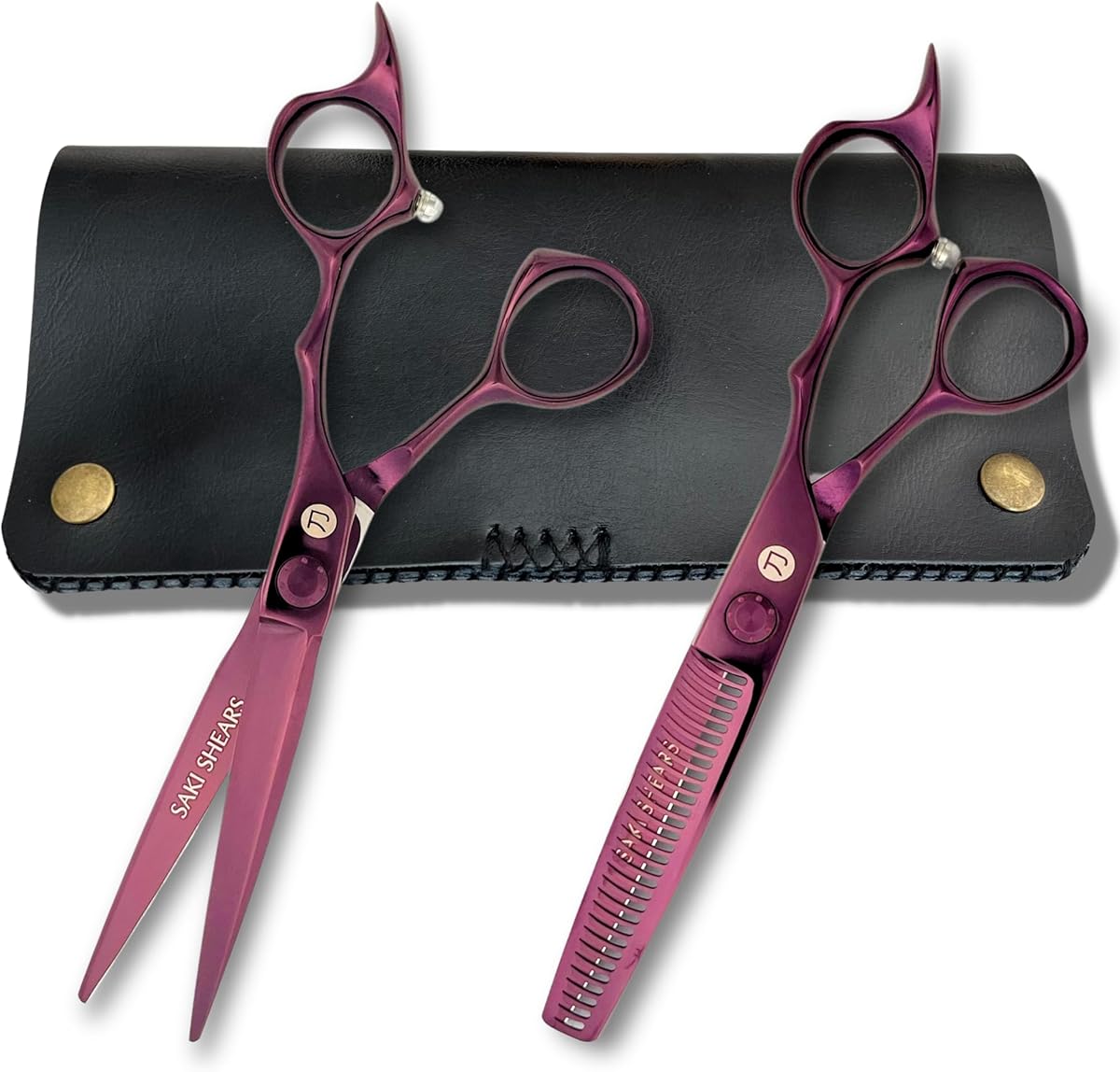 6" Velora Wine Colored Hair Shears for Smooth, Clean Hair Cutting - Great for Wet or Dry - Lightweight - Long Lasting Steel (Set of Shears)