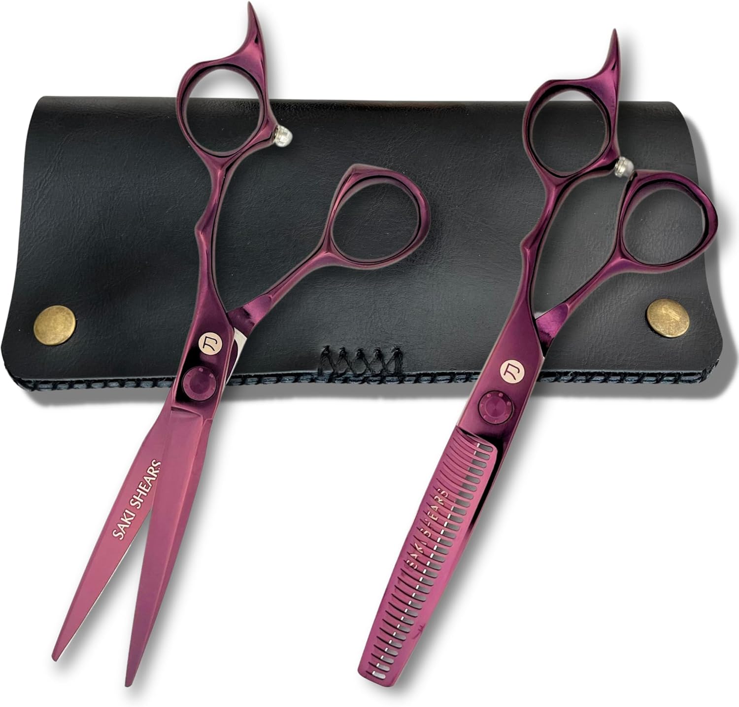 6" Velora Wine Colored Hair Shears for Smooth, Clean Hair Cutting - Great for Wet or Dry - Lightweight - Long Lasting Steel (Set of Shears)