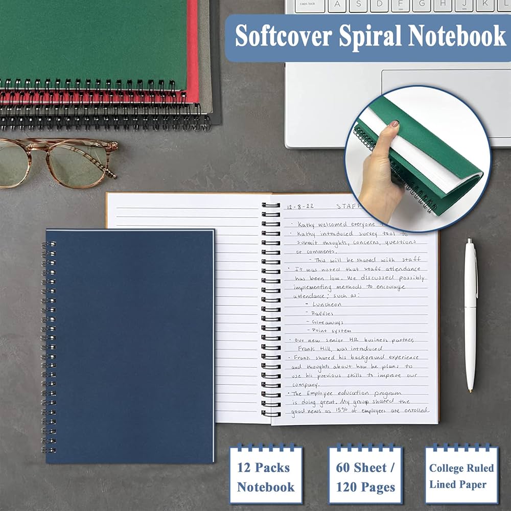 Amazon.com : GINMLYDA 12Pack Small Spiral Notebook A5, 8.25