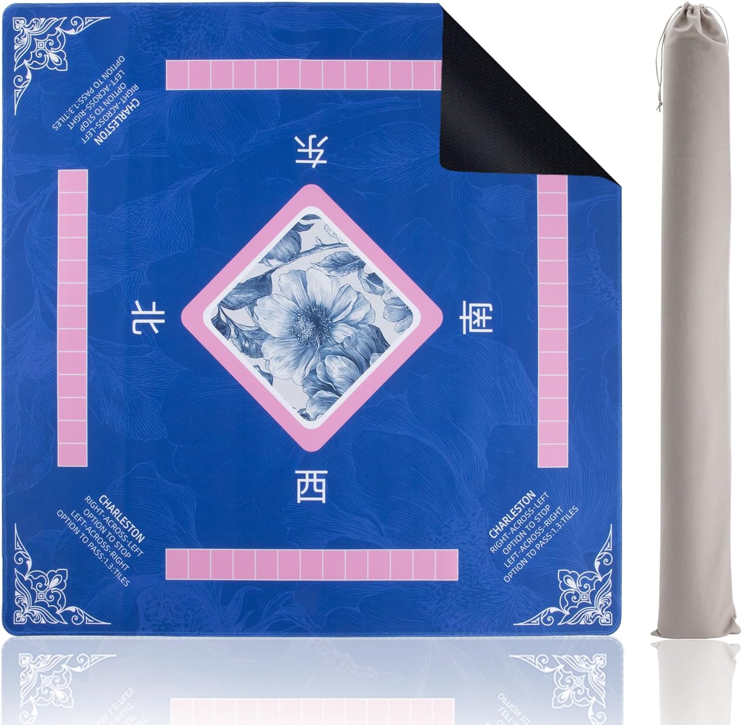 Mahjong Mat, Anti Slip Noise Reduction water proof Mahjong Table Mat,Large Game Table Pad Ideal for Mahjong,Poker,Card,Dominoes,Board Games 31.4x31.4 Inch with Carry Bag Easy to store and carry