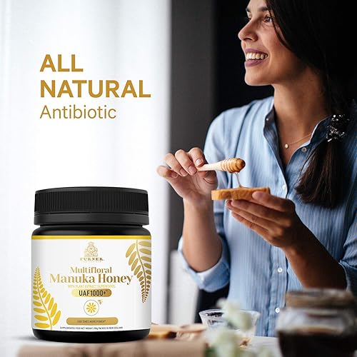 Miniatura 3 de Miel de Manuka multifloral de Nueva Zelanda, (8.8 oz/250 g) 1000 veces de potencia con UAF1000+ antioxidantes, apoyo inmunológico, piel más joven,