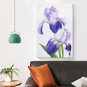 Amazon.co.jp: 水彩画イラスト紫色のアイリスの花植物 印刷