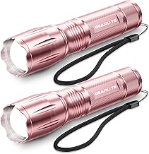 GEARLITE Powerful LED Flashlight 2 Pieces, 3000 Lumen High Power LED Flashlights with 5 Modes, IP65 Waterproof Tactical Flashlight, for Camping, Hiking, Outdoor, Emergency (Pink, 2)