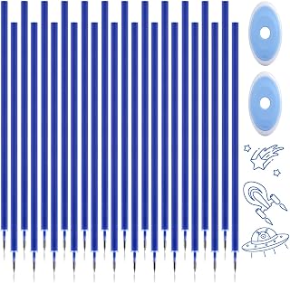 24x Radierbarer Ersatzminen Blau + 2x Radierbarer Stift-radiergummi