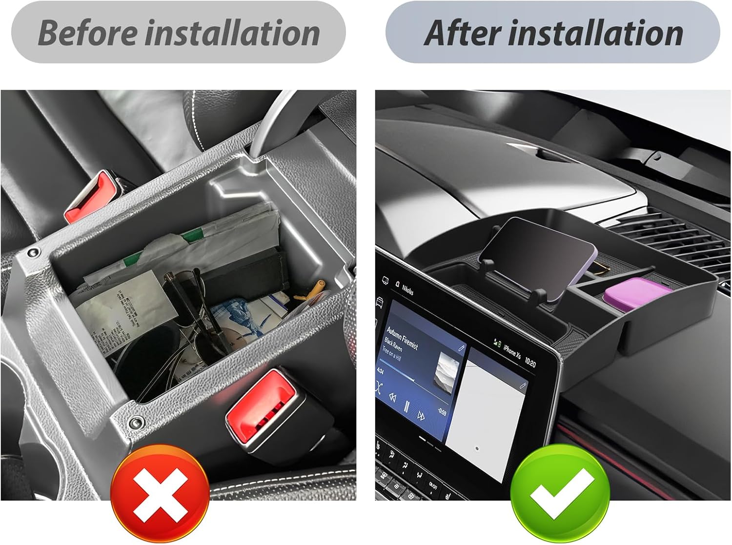 SKTU for 2023 2024 2025 2026 Colorado Dashboard Organizer 2023-2026 Chevy Colorado/Canyon Behind Screen Organizer 2024 2025 2026 Chevy Colorado Accessories with Phone Holder (Not for Speakers on Dash)