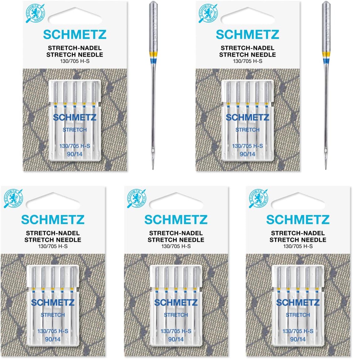 25 Schmetz Stretch Sewing Machine Needles 130/705H HS Size 90/14
