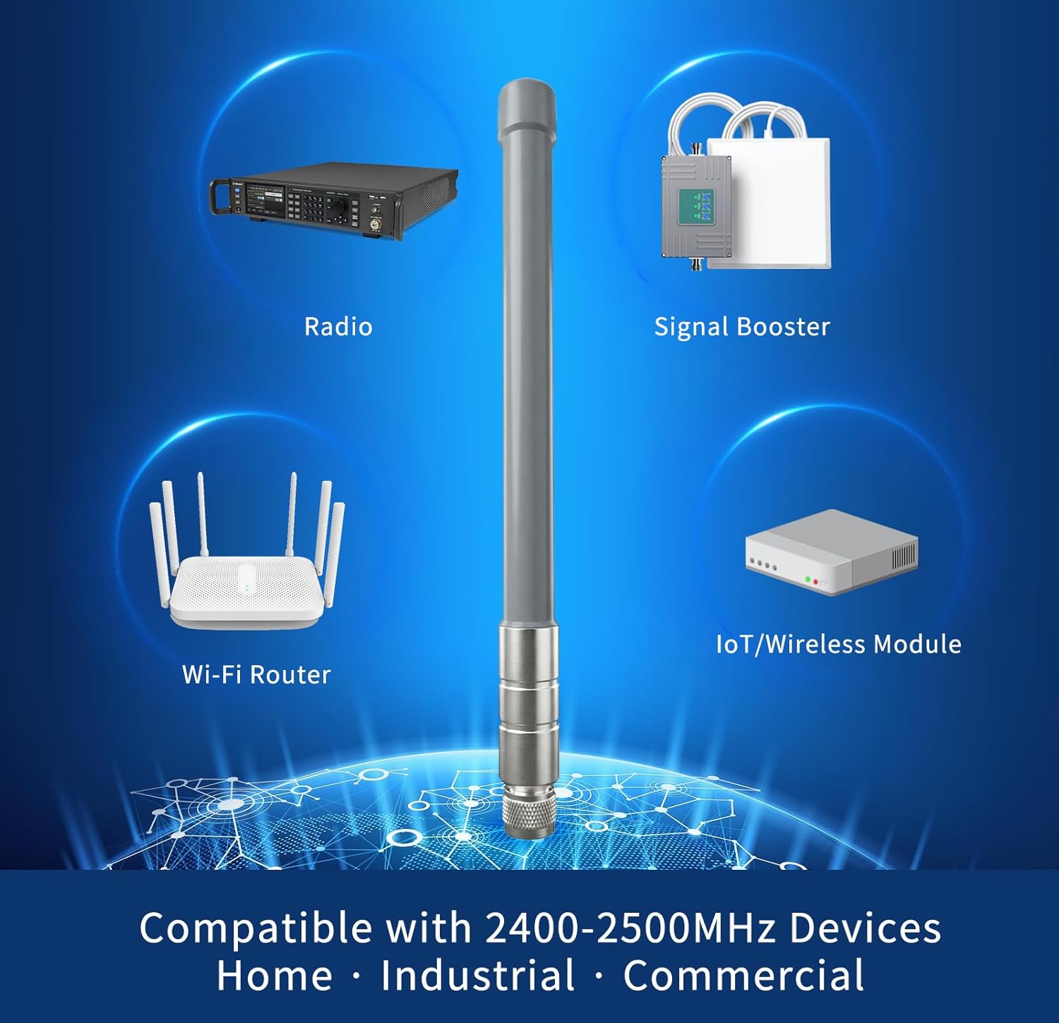 Outdoor 7dBi Antenna, 2400-2500MHz Fiberglass Antenna N-Type Male Connector for Boosts Performance of 4G/5G Routers, Hotspot Network Devices PC Security IP Camera Interne (VSWR≤2.0)