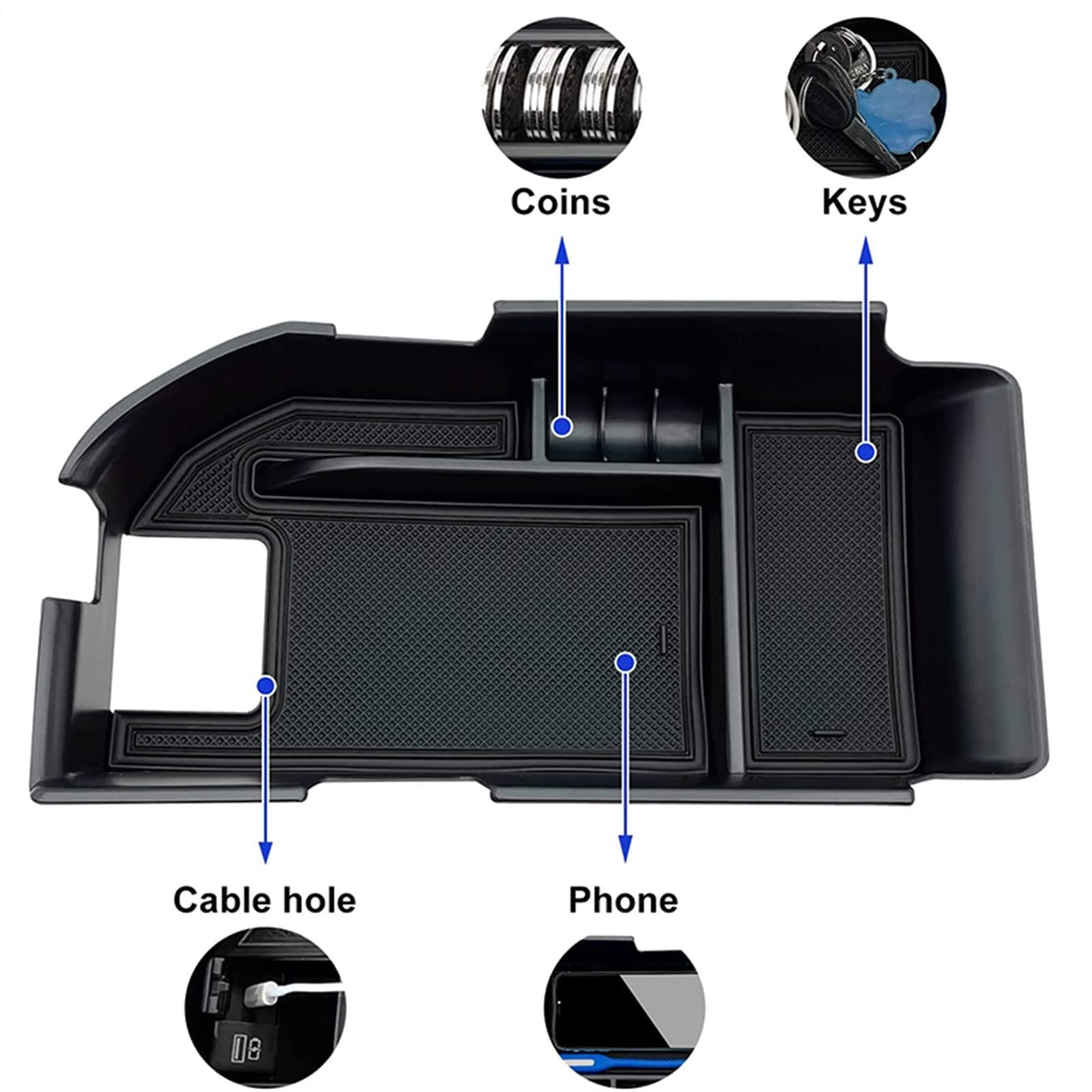 Bandeja organizadora para Consola Central del Interior del automóvil, Compatible con Camry XLE y XSE 2018-2022 2023. Caja de Almacenamiento Secundaria para el reposabrazos. Color: Blanco.
