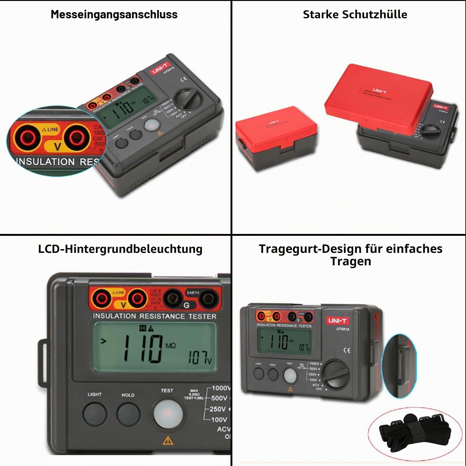 UT501A LCD Isolationsmessgerät, Megohmmeter Widerstandsmessgeräte