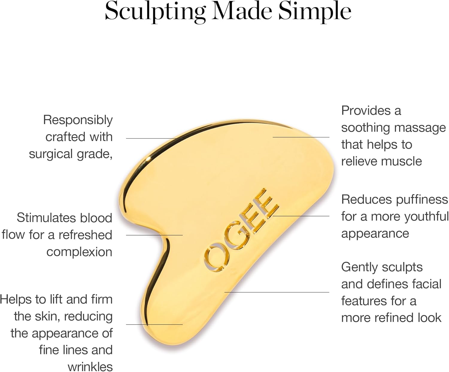 Ogee Sculptor Gua Sha Facial Tools - Zamac Gua Sha Stone Facial Massager - Image 3