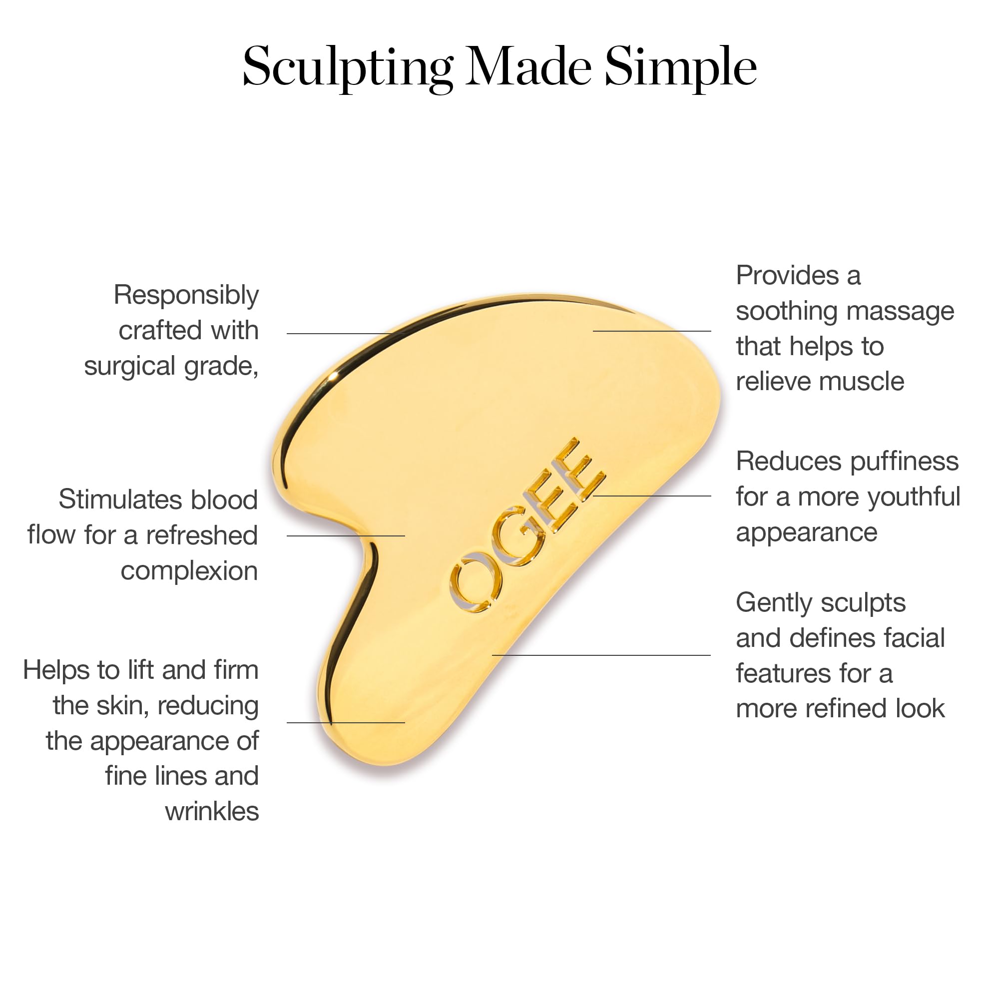 Ogee Sculptor Gua Sha Facial Tools - Zamac Gua Sha Stone Facial Massager