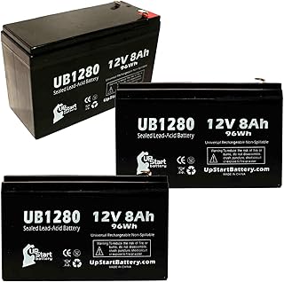 3-Pack Universal Sealed Lead Acid Battery Replacement for UB1280 (12V, 8Ah, F1 Terminal, AGM, SLA) Replacement - Compatible with Yuasa NP7-12