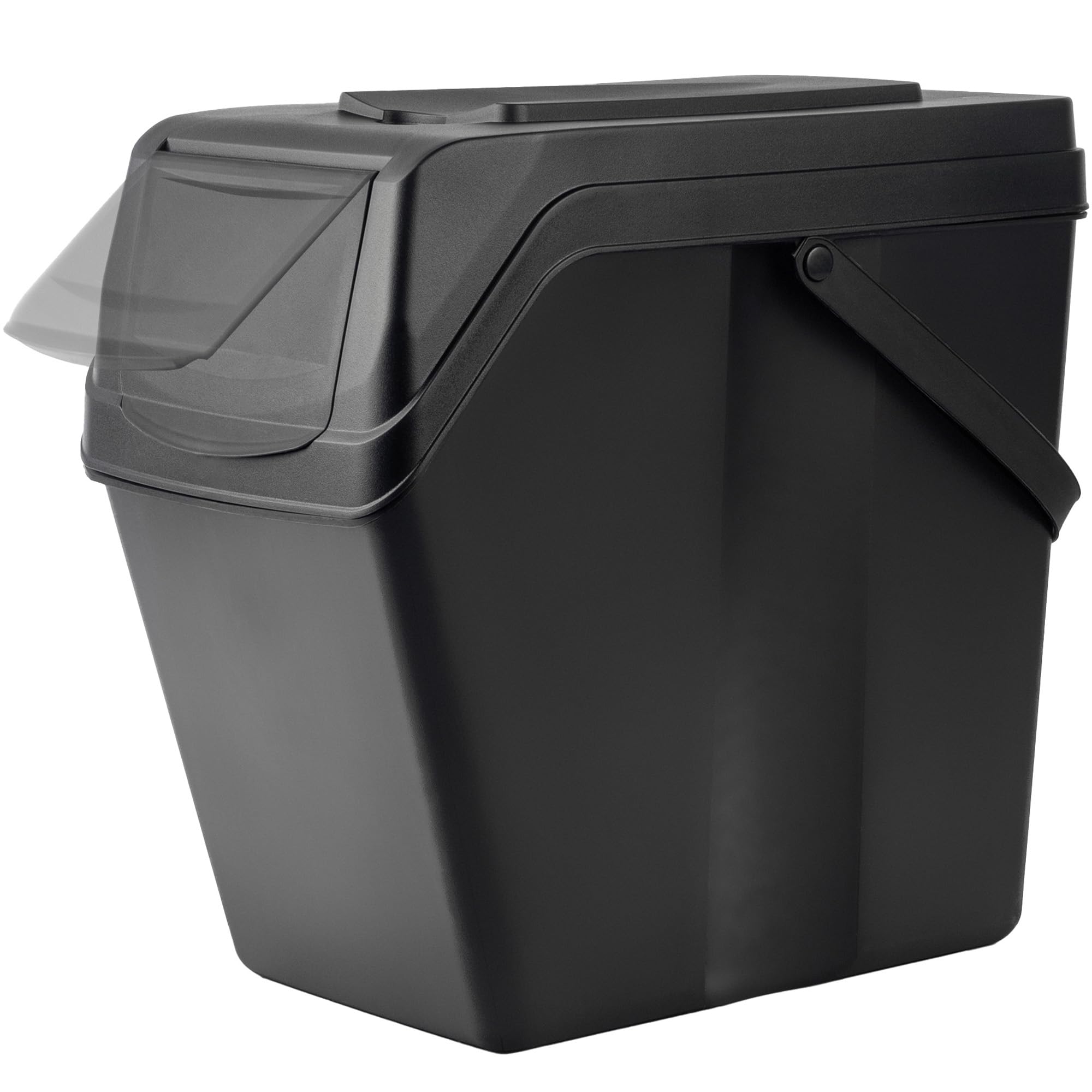 KADAX Abfalleimerset für Mülltrennung aus Plastik, Abfallbehälter mit dichtem Deckel, Müllsortierer, Mülleimer mit beweglichen Tragegriffen (Schwarz 4x25L)
