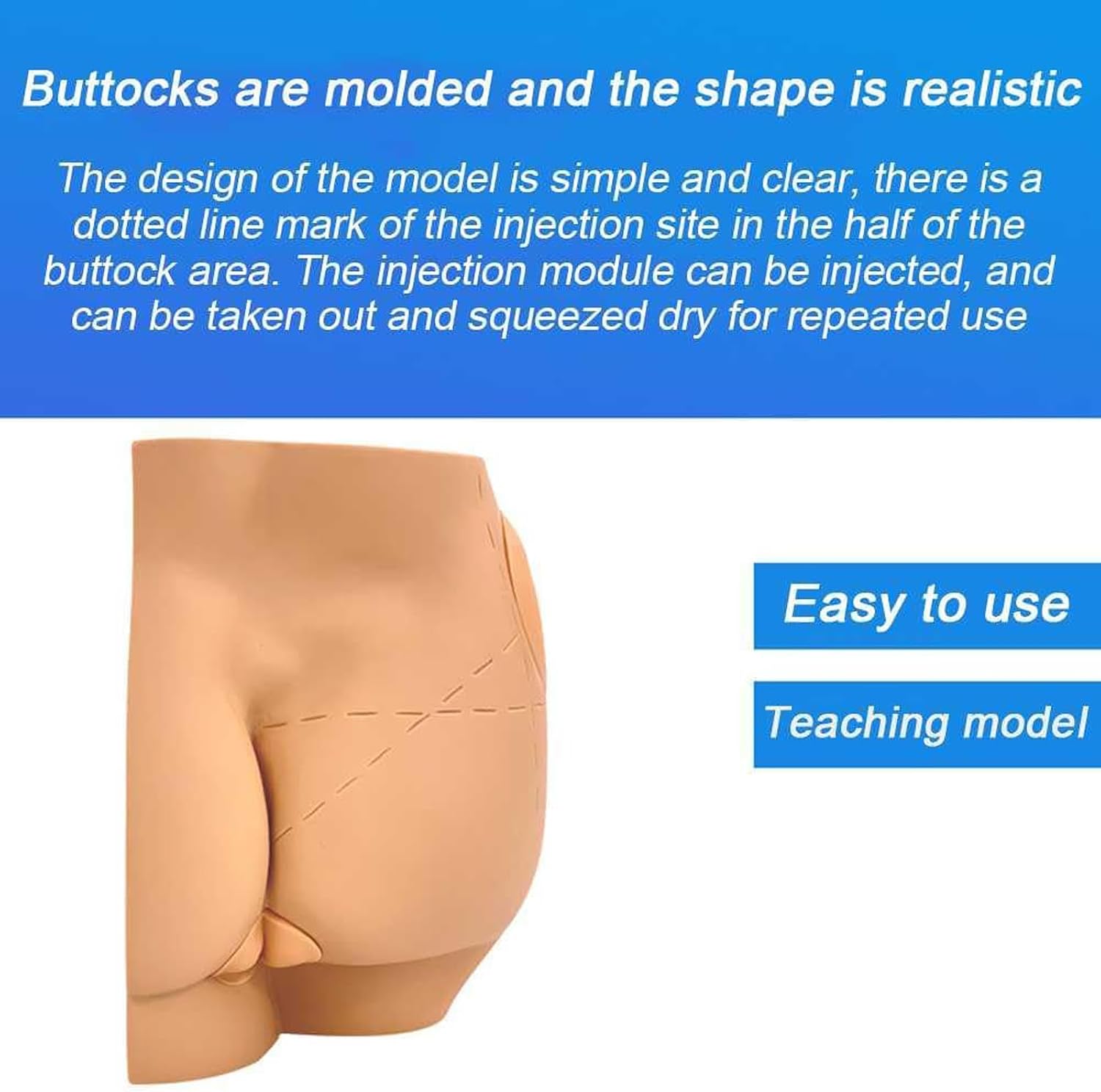 Buttock Injection Training Mannequin IM Injection Practice Kit with Removable Skin Module and Rectal Module for Training Intramuscular and Rectal Administration