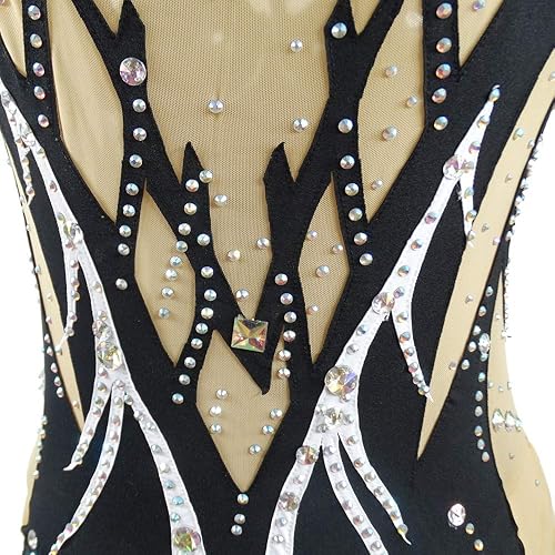 Miniatura 4 de LIUHUO Mallas de gimnasia rítmica para clubes de gimnasia para adolescentes y mujeres, leotardos sin mangas para equipo deportivo