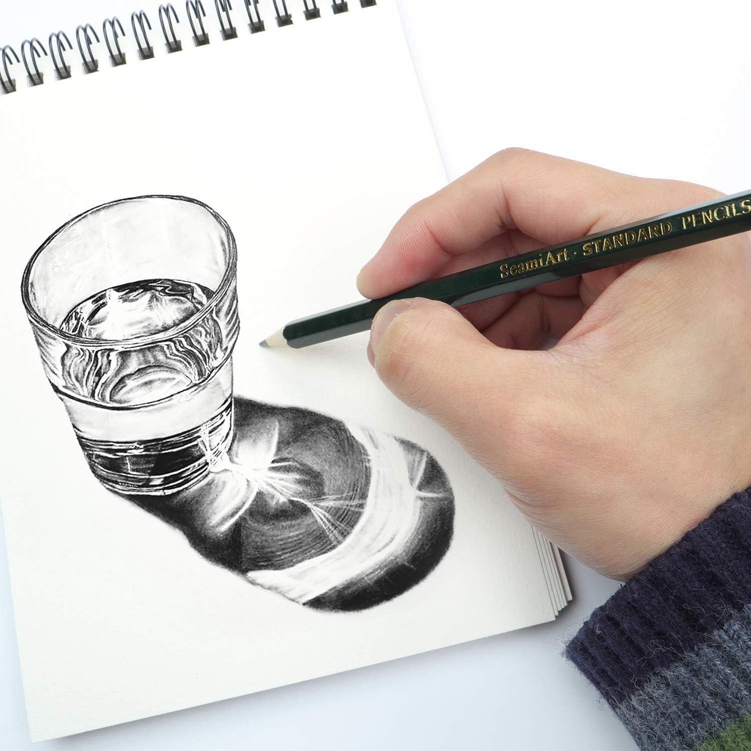 SEAMIART Art Sketching Pencils Set with White pencil 14 pcs Professional Drawing Graphite Pencils for Artist Beginners (12B - 4H) : Arts, Crafts & Sewing