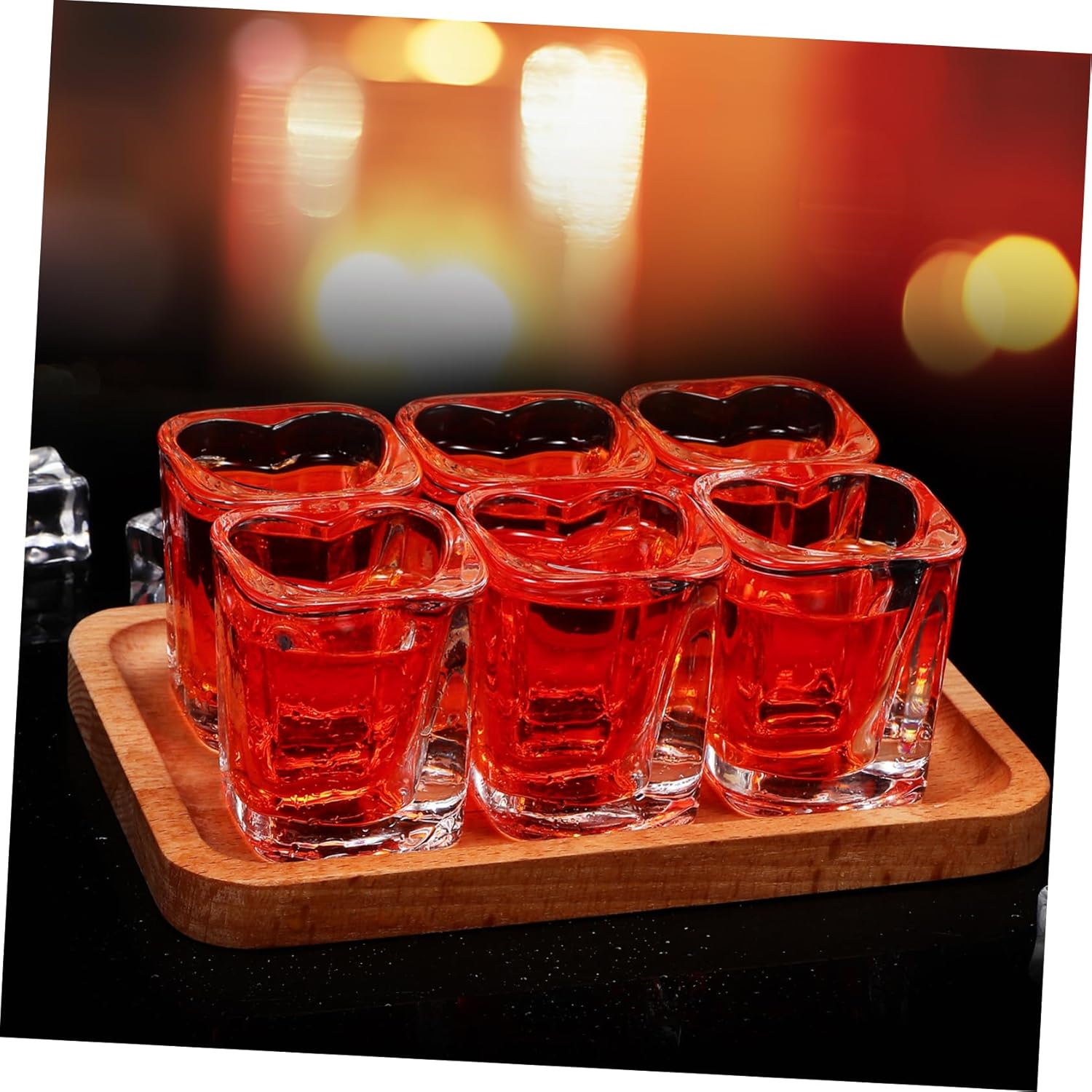 6pcs Unique Heart Shot Glasses Thick Material Drinking Cups for Home Bar Party