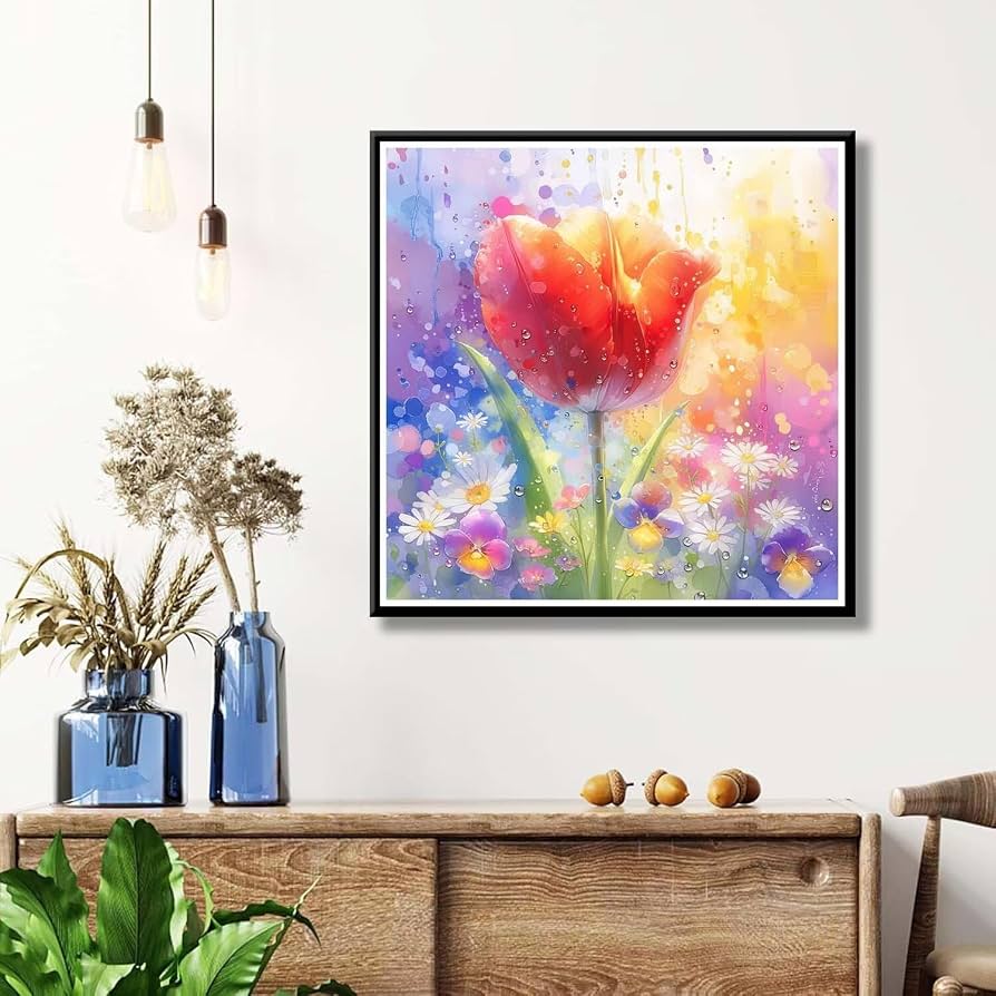 Amazon.co.jp: ダイヤモンドアート チューリップ 90x90cm 丸型 い