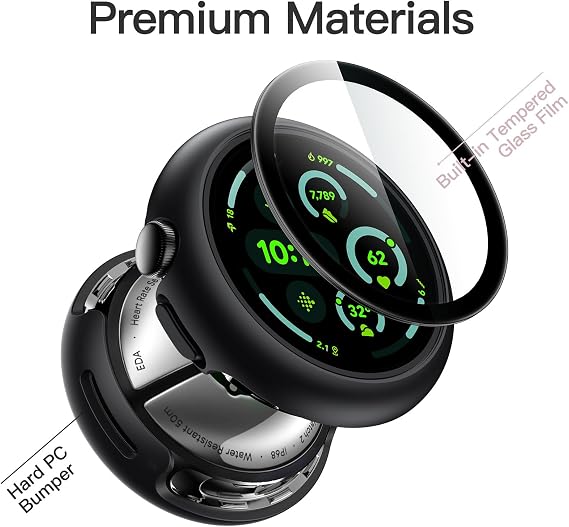 JETech Case with Screen Protector for Google Pixel Watch 3 45mm, Black
