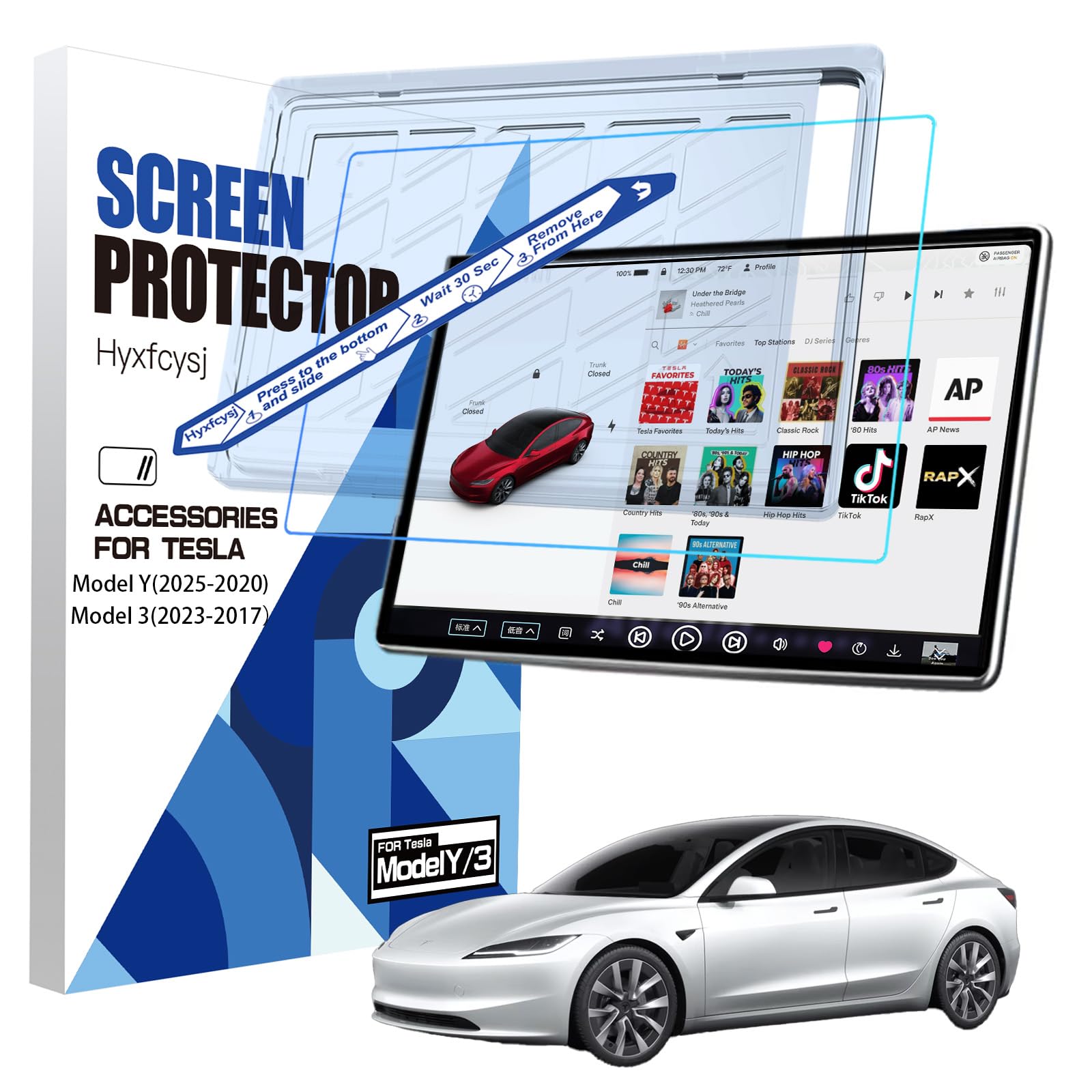Hyxfcysj 2025 Upgrade Tesla Model Y/3 Screen Protector Accessories Matte [Anti glare Anti Fingerprint] 9H Tempered Glass S...