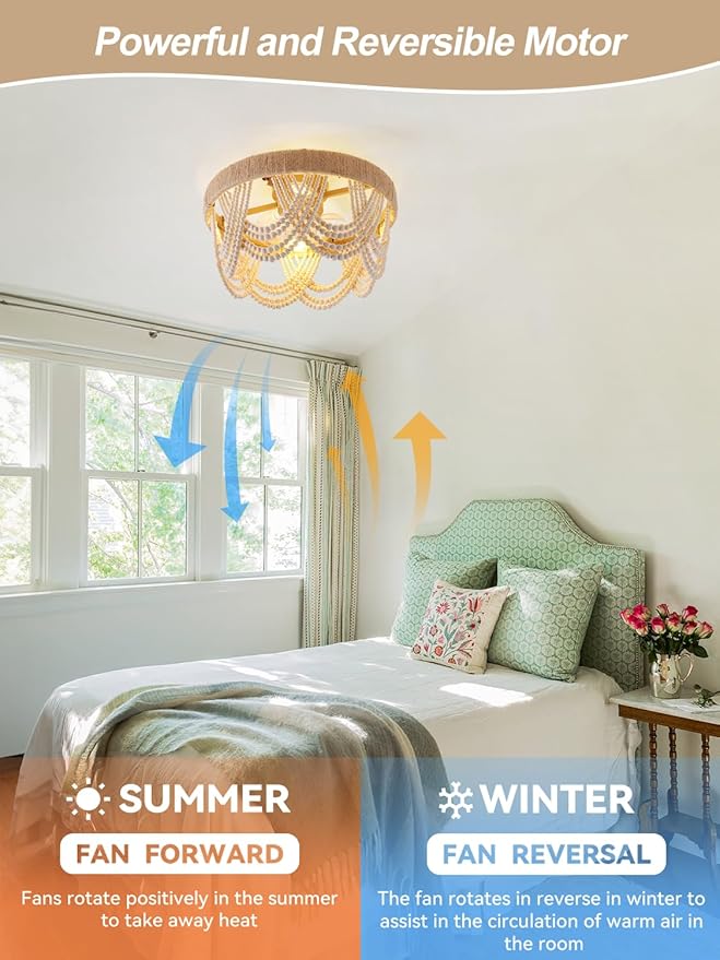 Ventilador de Techo 20" con Luz, Control Remoto y 6 Velocida miniatura 4