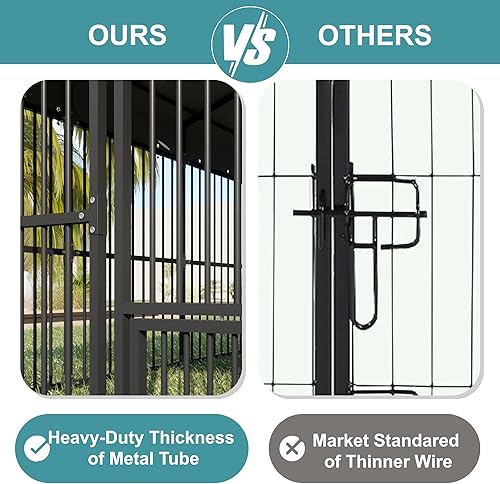 Miniatura 3 de Jaula grande para perros de 10 x 20 x 6 pies, jaula para perros al aire libre con triple cerradura de seguridad, jaula exterior resistente para