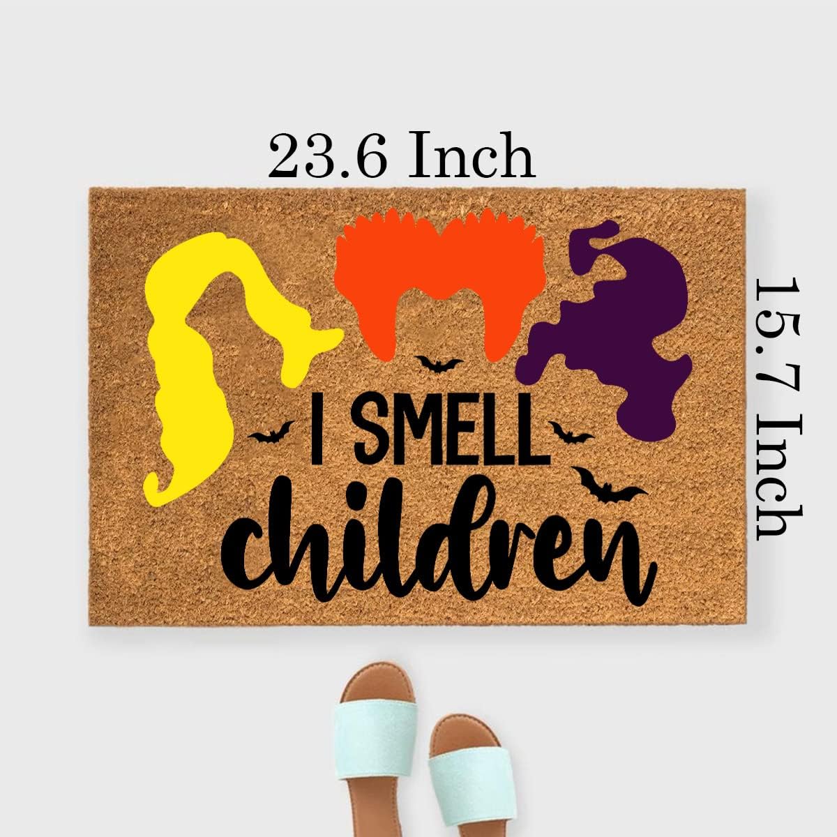 Funny Coir Doormat - Smell Children Hocos Pocos Halloween Welcome Mat for Front Porch & Entrance - 23.6 x 15.7 inch PVC Non Slip Outdoor Coir Doormat