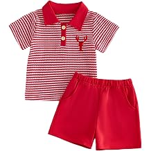 Douhoow Toddler Boy Summer Outfits Short Sleeve Lapel Collar Embroidery T-shirt Tops Shorts Baby Boy Festival Clothes