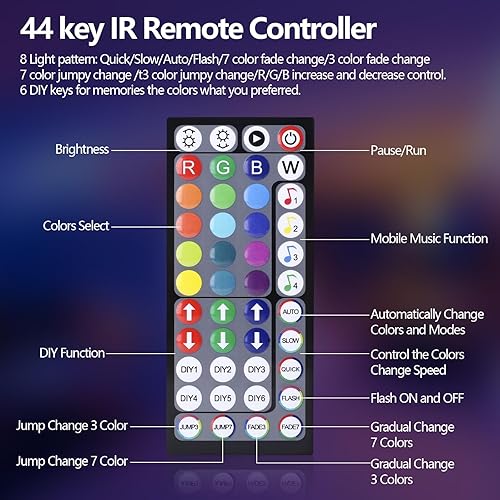 Miniatura 7 de Luces LED de 100 pies para dormitorio, sincronización de música, tira de luces LED RGB con control remoto y aplicación, tira RGB para decoración de